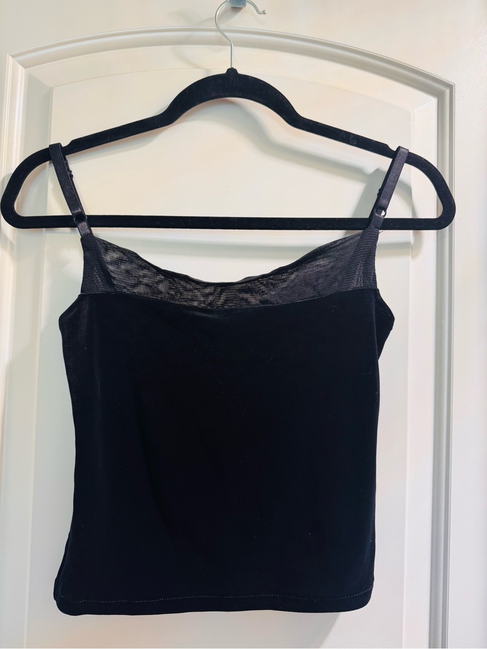 Vintage Ralph by Ralph Lauren Y2K Black Velvet & Sheer Cami Tank